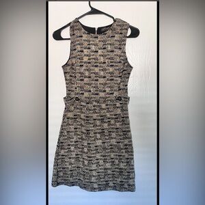 Tweed Black and Tan Sleeveless Dress